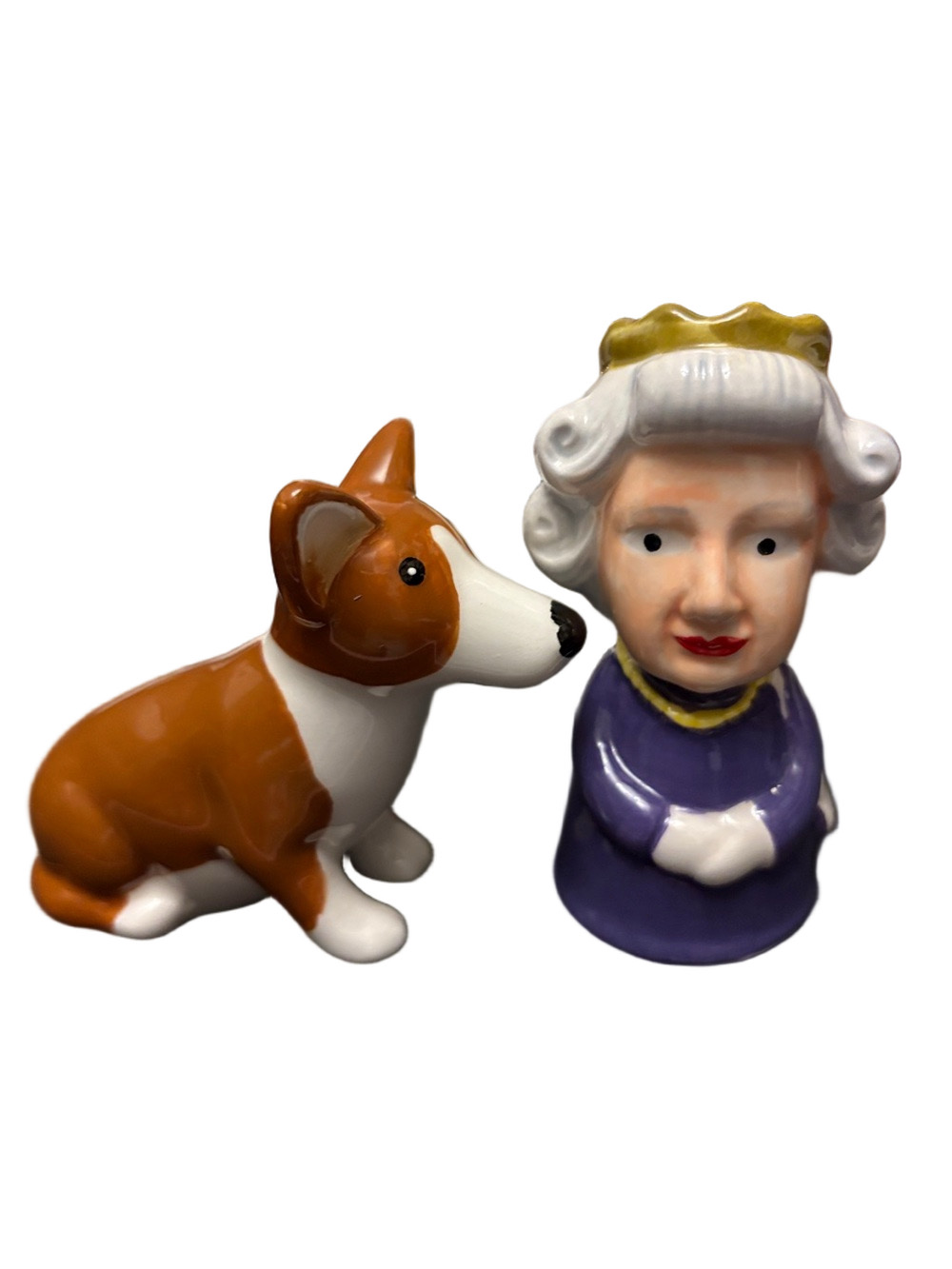 Queen Elizabeth 11And Beloved Corgi Salt And Pepper